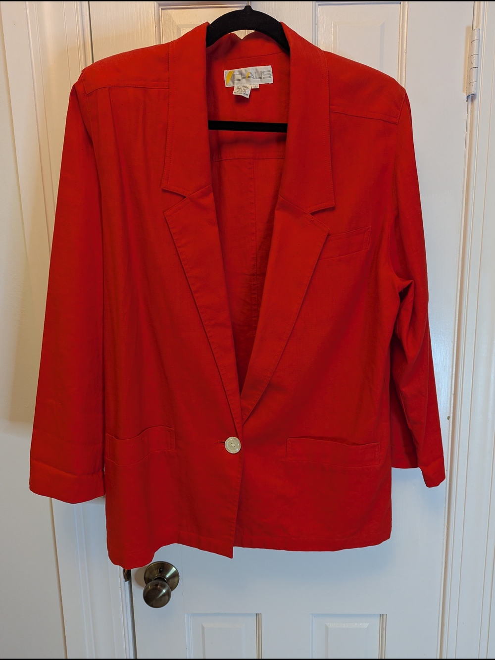 Vintage 80s Chaus Orange Red Single-Button Women's Blazer